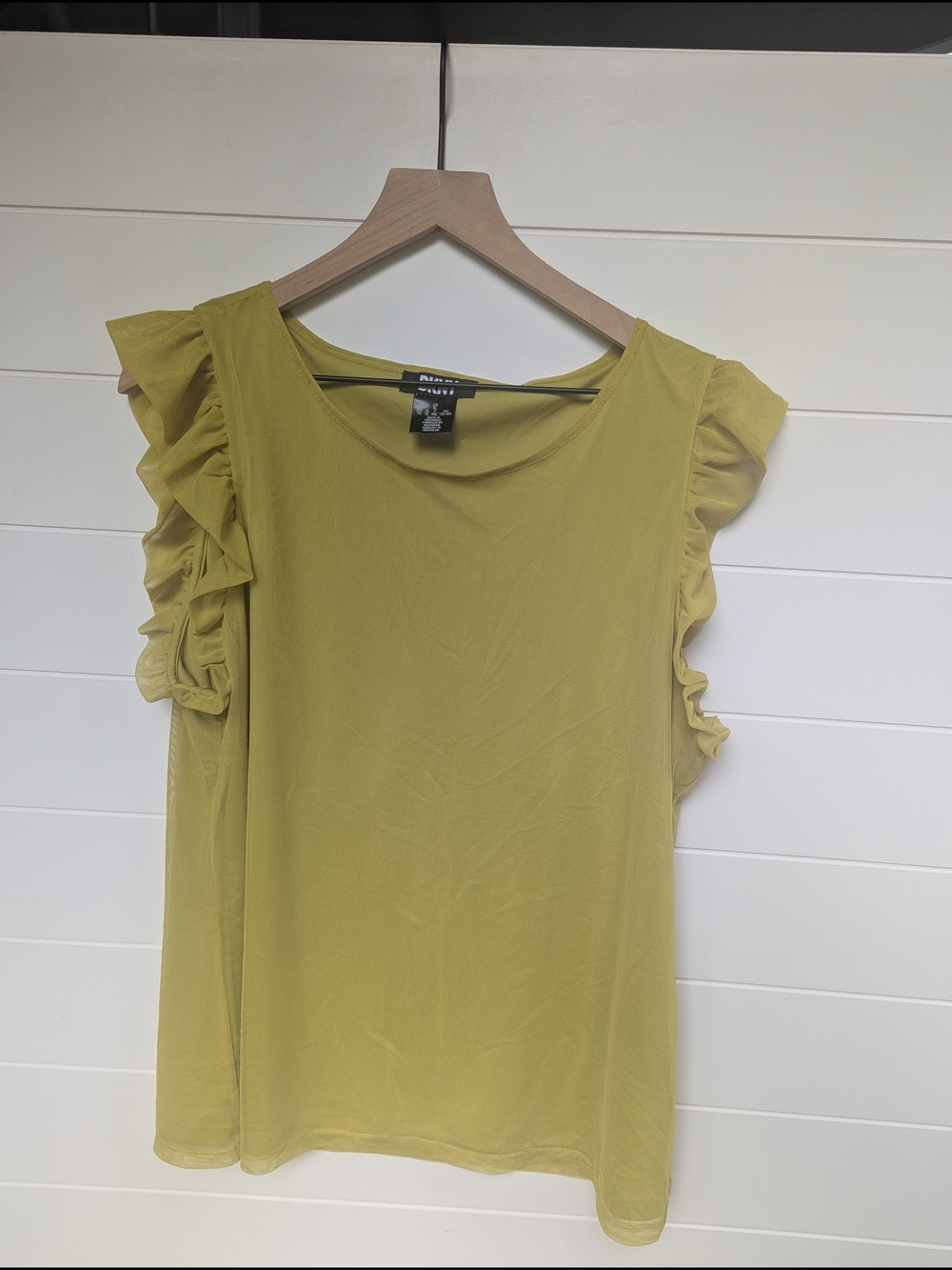 DKNY Ruffle Sleeve Top, Mustard Yellow